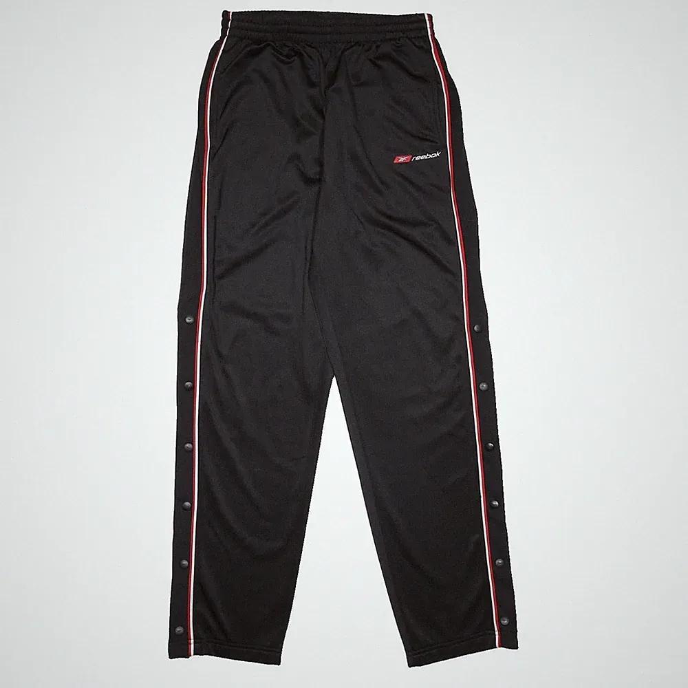 REEBOK Herren Jogginghosen Schwarz Rot Slim Tapered S W26 L30