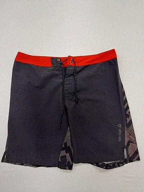 Reebok Herren Navy Geometric Board Badehose Gr. M Kordelzug Taschen