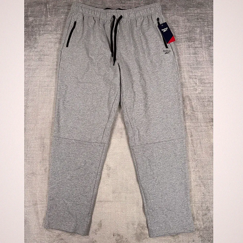 Reebok Pants Mens XL Grey Heather Doubletime Joggers Tapered Slim Sweatpants NWT