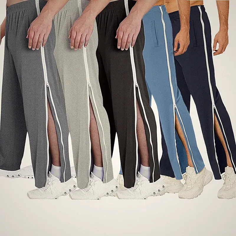 Reha Hose Herren Damen Seitlich Zu Öffnen Baggy Trainingshose mit Seitlichem Zip
