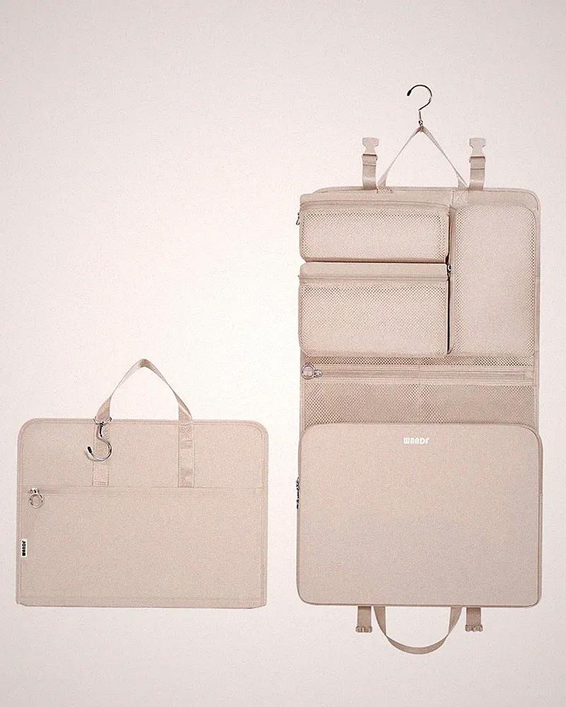 Reise Organizer Damen Herren Packwürfel Wasserabweisend Kompression Beige 6-in-1