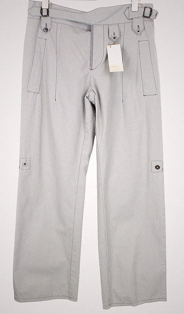 Richmond Herren Anzughose W35 Grau Knopfleiste Designer Reine Baumwolle