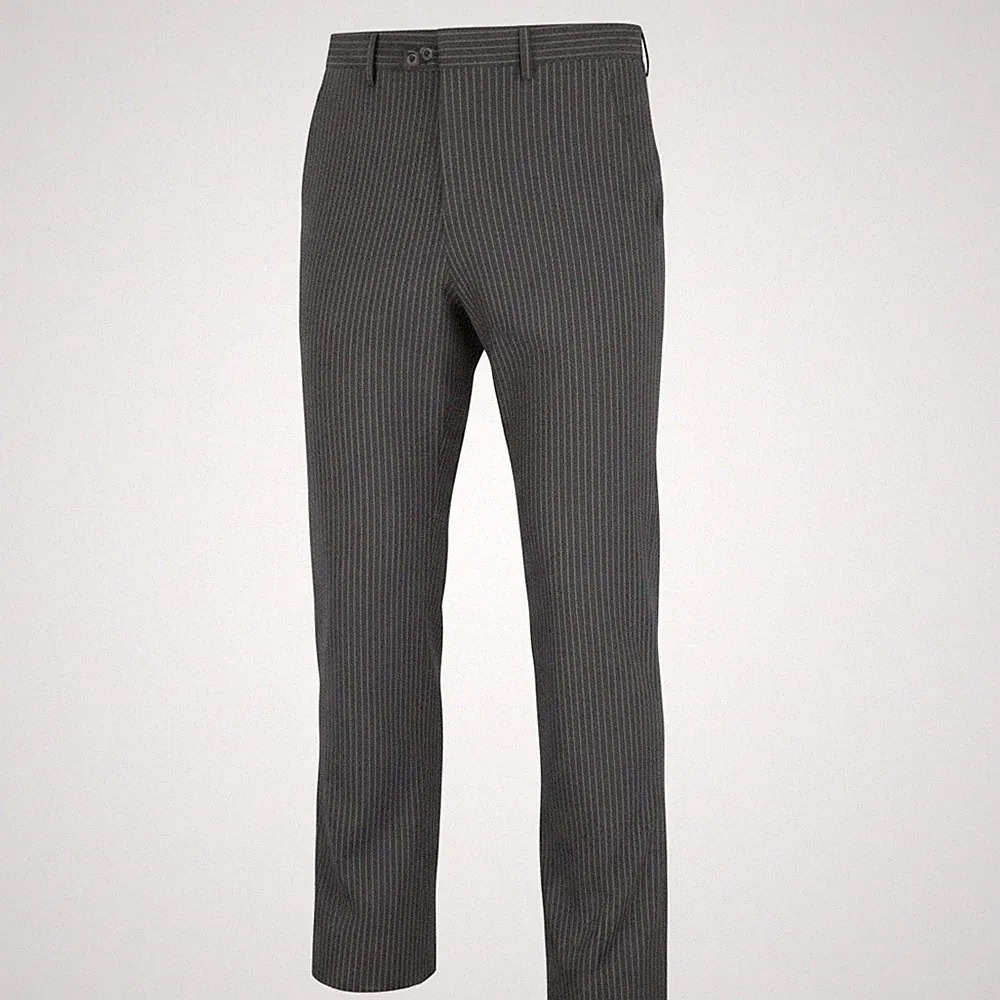 Richmond X Herren Chino-Hose Streifen Grau Zippverschluss W34 Gerade