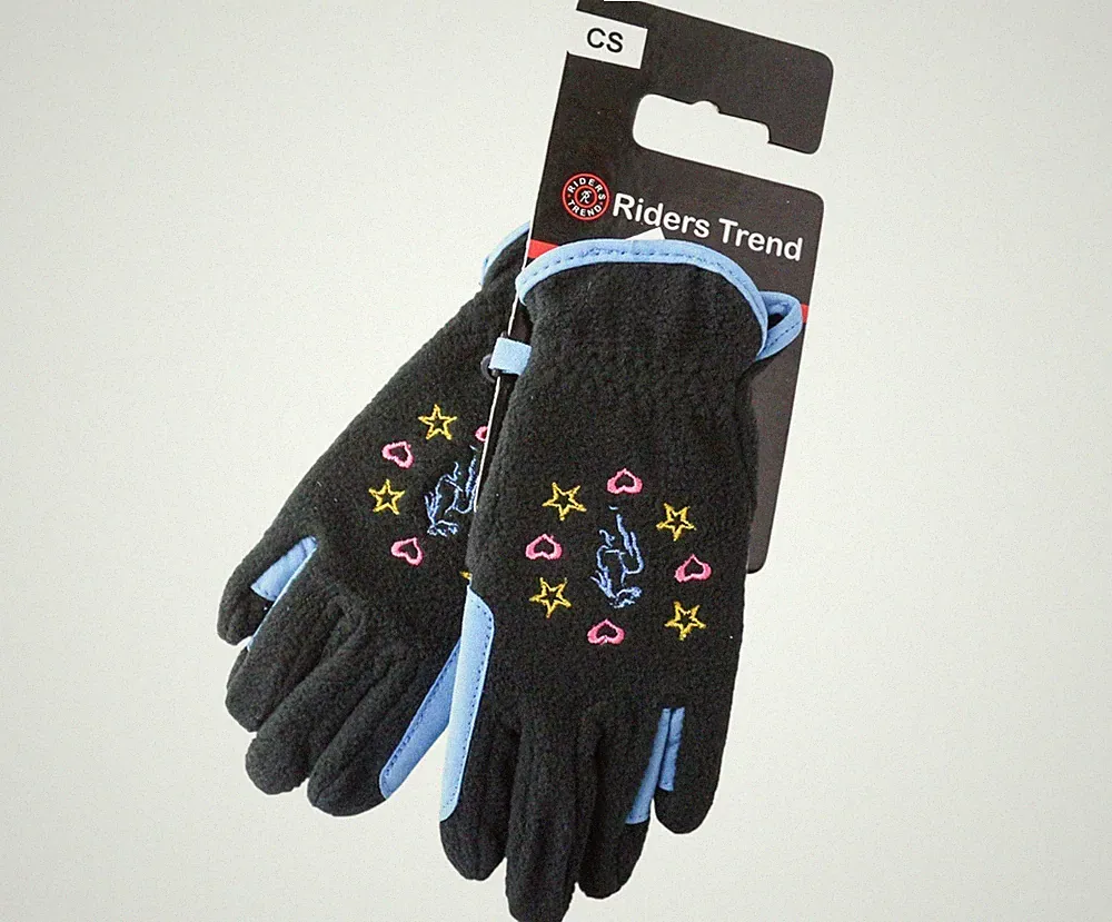 Riders Trend Herren Reiten Handschuhe S BLACK Blau Kinder Vlies Stretch Pferd