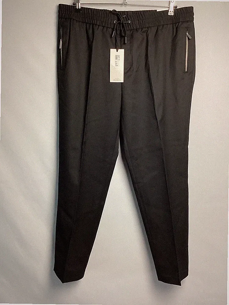 River Island Big & Tall Slim Fit Twill Jogginghose - Schwarz Taille 44" Normales Bein 32"