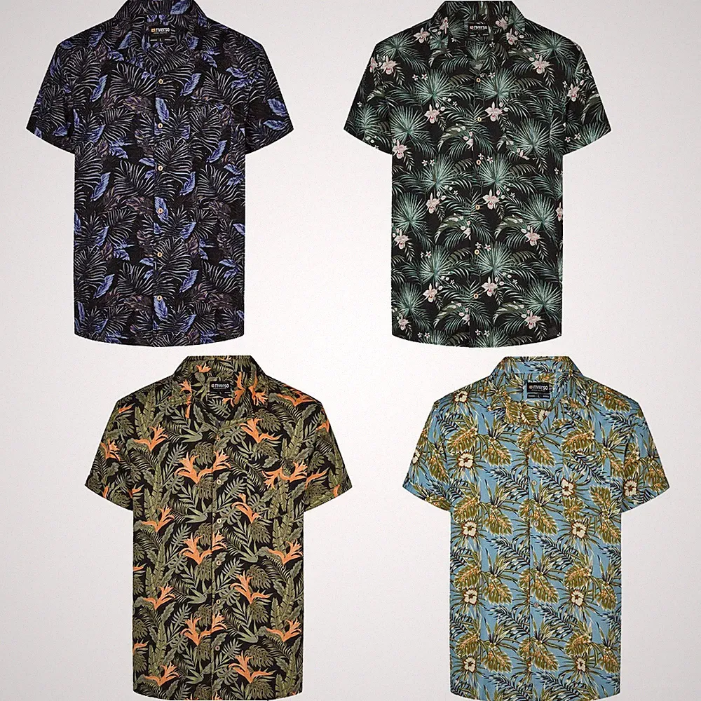 riverso Kurzarmhemd Herren RIVMick Regular Fit Hemd Sommerhemd Hawaiihemd Shirt