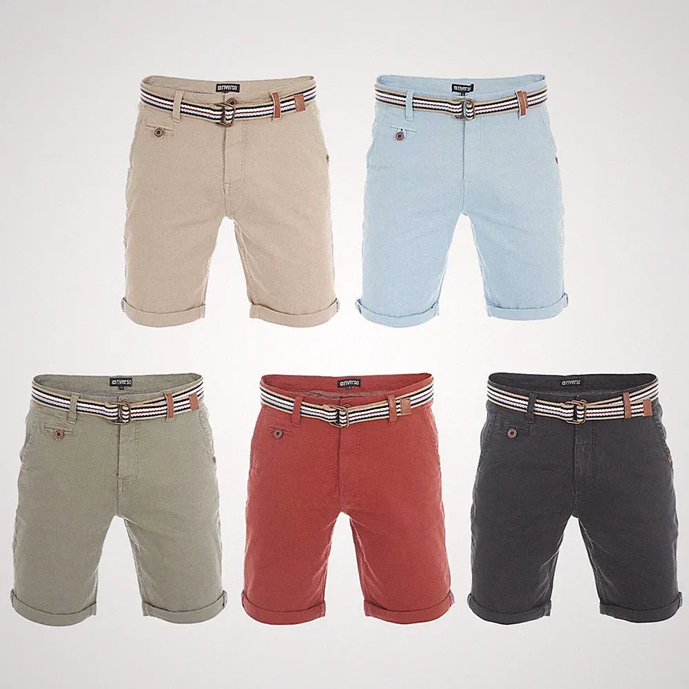 riverso Kurze Hosen Herren Chino Shorts Kurz mit Gürtel RIVKlaas Regular Fit