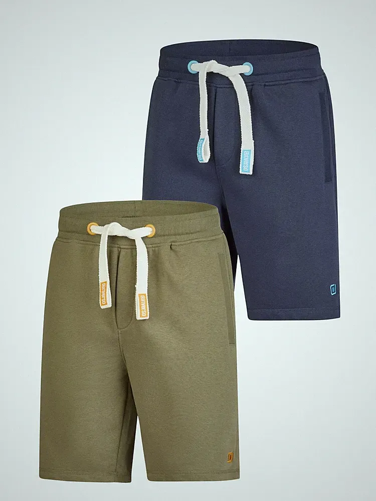 riverso Kurze Hosen Herren RIVBrian 2er Pack Regular Fit Sweat Shorts Bermuda