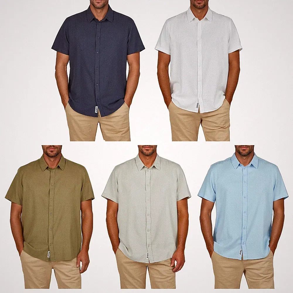 riverso Leinenhemd Herren Kurzarm Regular Fit RIVEmilio Freizeithemd Sommerhemd