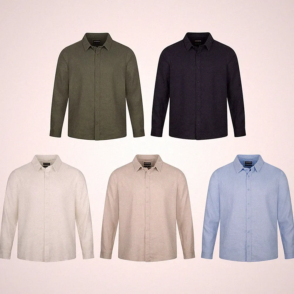 riverso Leinenhemd Herren RIVFabio Regular Fit Freizeithemd Langarm Leinen Hemd
