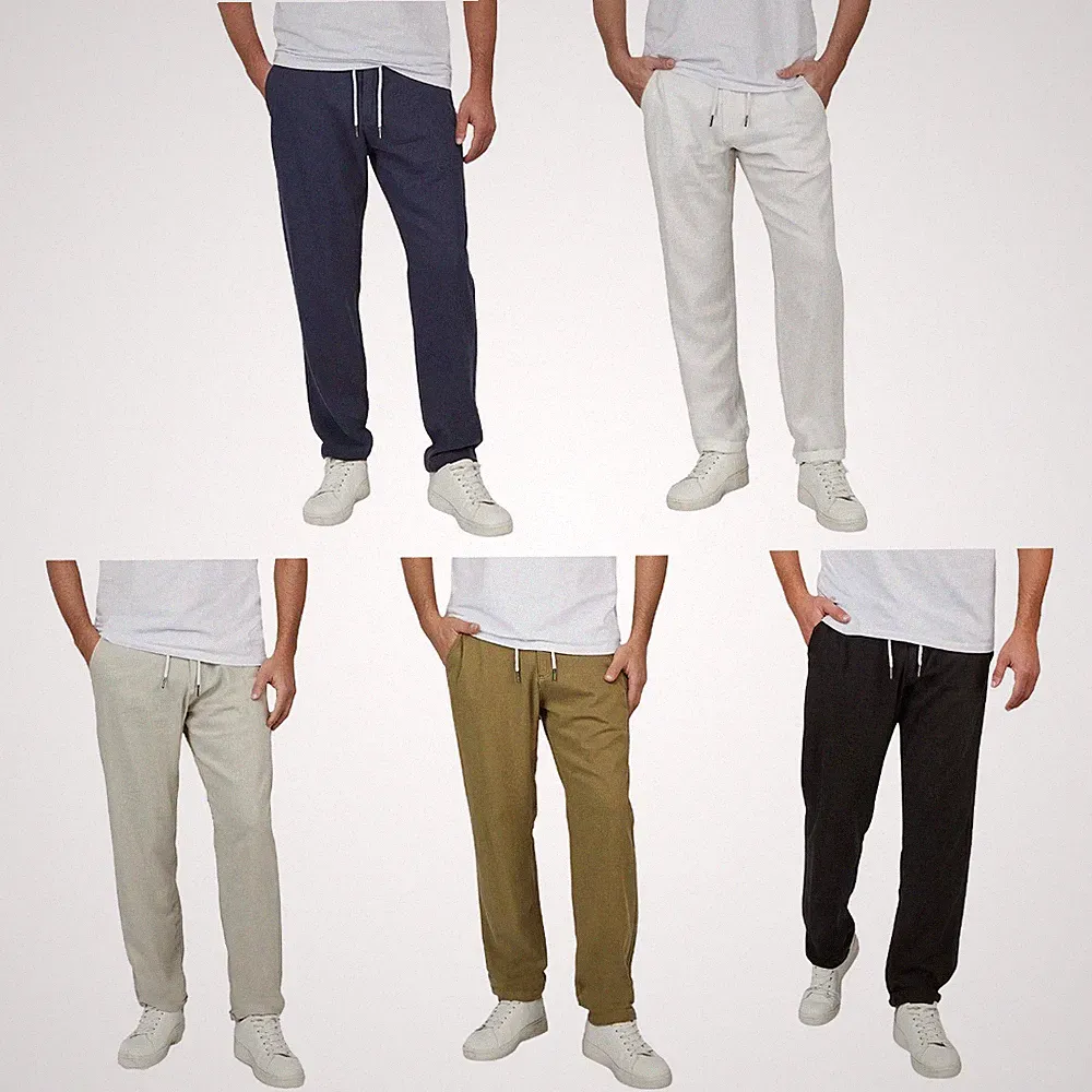 riverso Leinenhose Herren Regular Fit RIVMarco Stoffhose Leinen Hose Lang