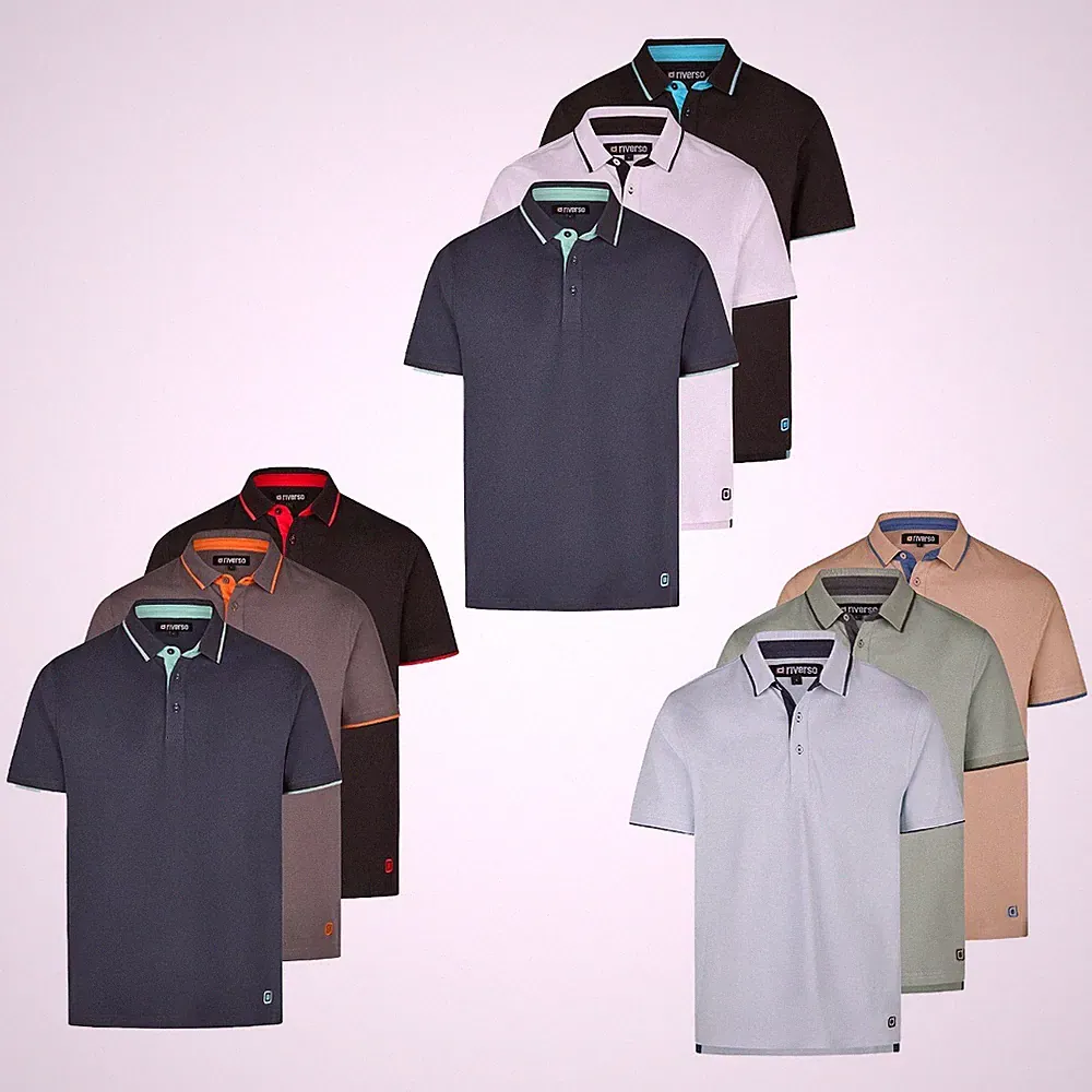 riverso Poloshirt Herren Kurzarm 3er Pack RIVLeano Regular Fit Shirt Sommer