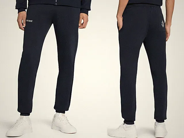 ROBERTO CAVALLI FIRENZE RC Logo Sweatpants Jogginghose Hose Pants Trainer Navy M