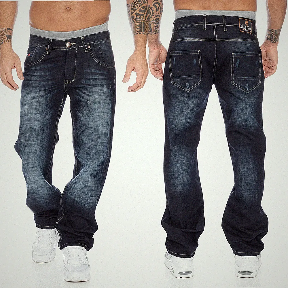 Rock Creek Herren Jeans Hose Denim Blau Straight-Cut Gerades Bein RC-2091