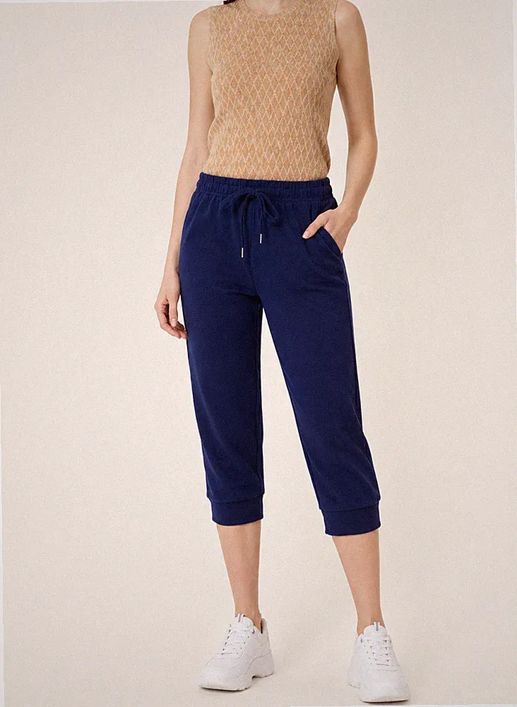 ROSS-CAMP Jogginghose Damen Caprihose 3/4 Sporthose Fitnesshose mit Taschen