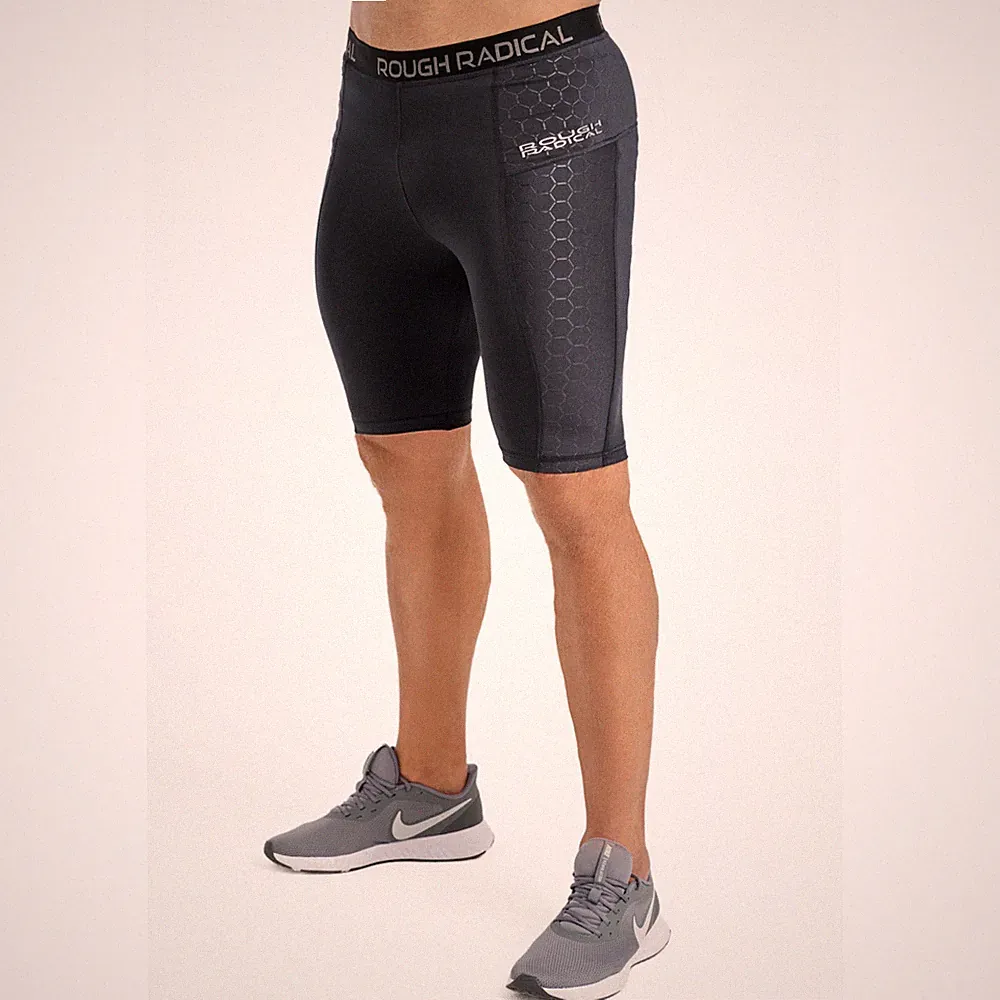 ROUGH RADICAL Herren Laufhose Jogginghose kurz Running Tights Tasche Stone Short