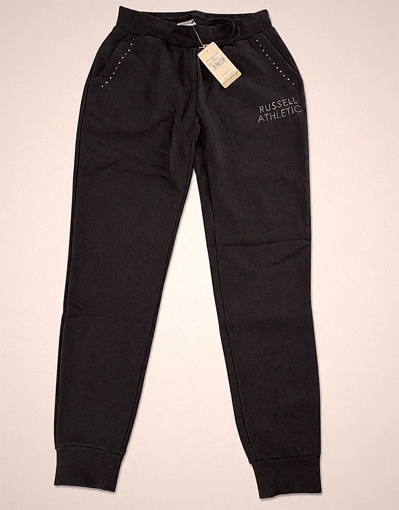 Russell Athletic Jogginghose Schwarz Logo Nieten Baumwolle Kordelzug Taschen M