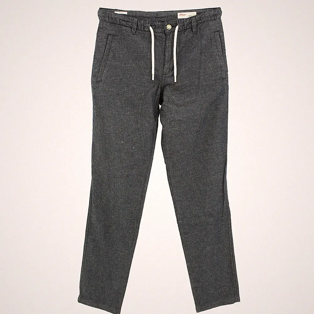 S OLIVER Herren Jeans Hose DETROIT Joggingstyle Chino m. Leinen blue blau 27378