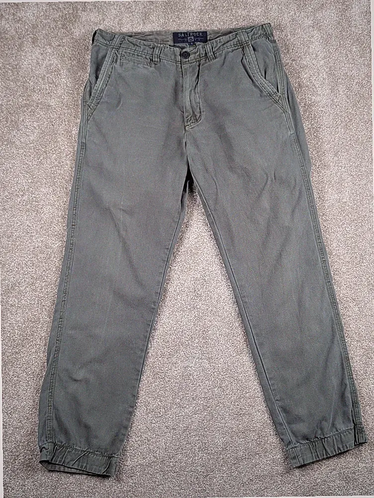 Saltrock Herren olivgrün Jogger Chino Hose Gummibund Gr. S