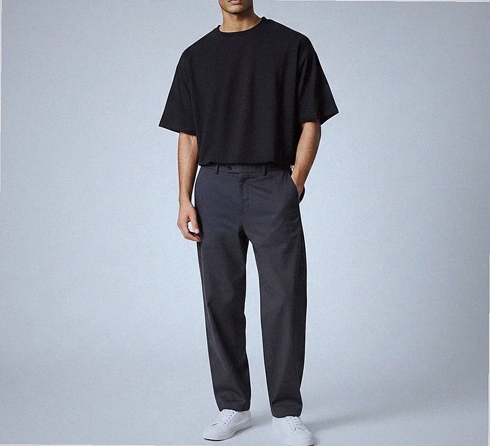 SANDRO Moon Hose Herren (EU) 42 Slim Fit Wollmischung Reißverschluss Dunkelblau