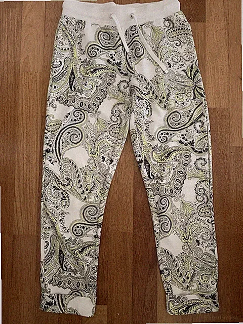 Sani Blu Damen Jogpant Gr.36 Paisley Print, Weiss Gelb Schwarz, Top wie Neu !