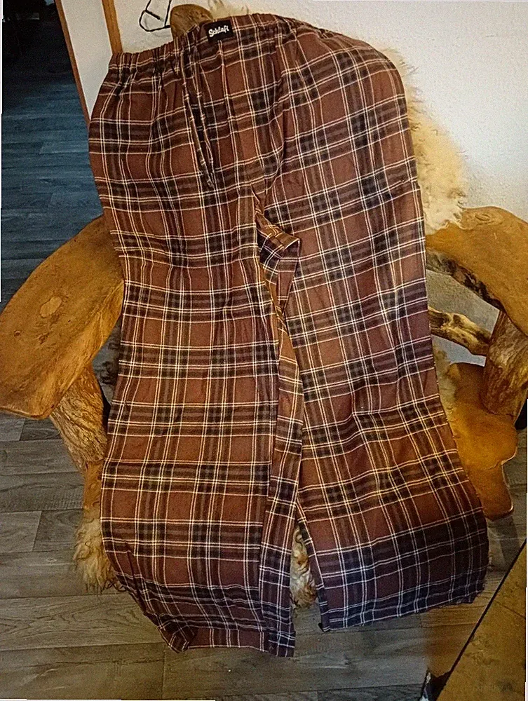 SCHLAFI Brown Bear Hose L XL Jogginghose Lounge Pyjama kariert weich bequem