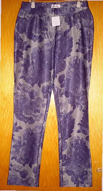 Schlupfhose,Leggings,Jeggings,Blumenmuster,Helena Vera,Gr.36/38,aubergine,Neu
