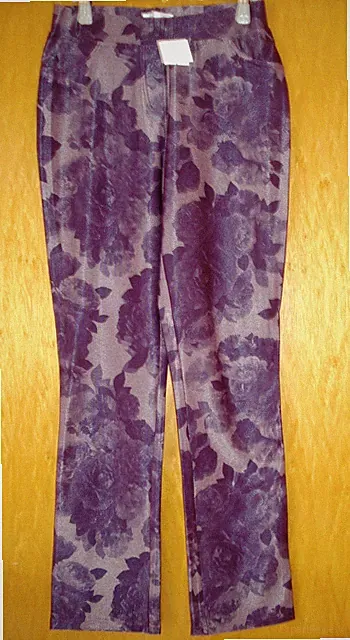Schlupfhose,Leggings,Jeggings,Blumenmuster,Helena Vera,Gr.36/38,pflaume,Neu