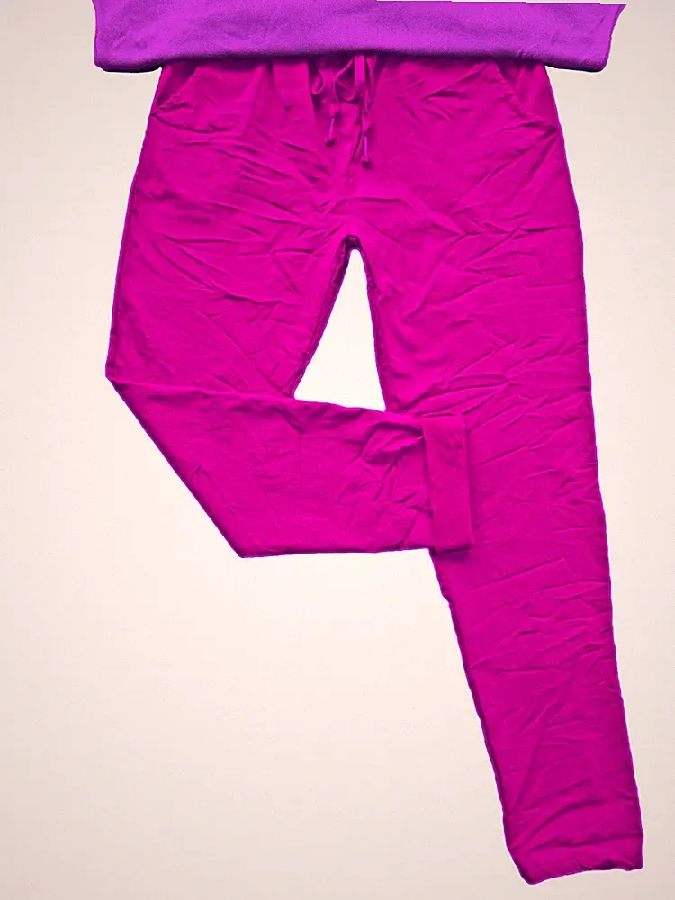 Schöne Jogpant Joggpant Jogginghose Hose Taschen 36 38 40 42 UNI violett magenta