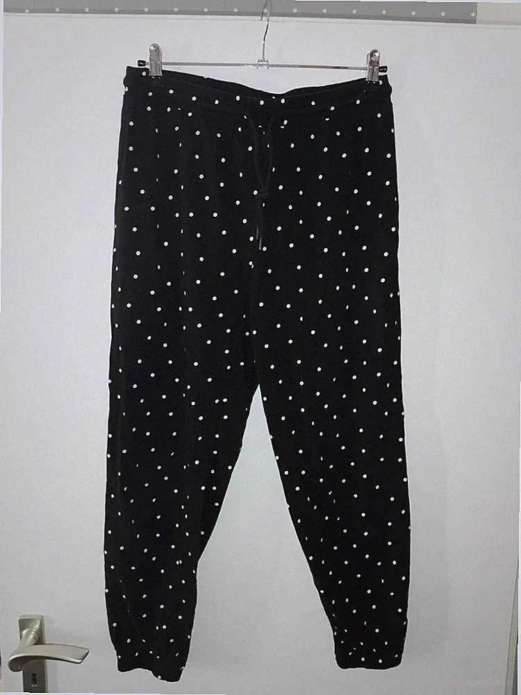 Schwarz-Weiß gepunktet locker "H&M" Basic Jogginghose Haushose Pyjamahose in M