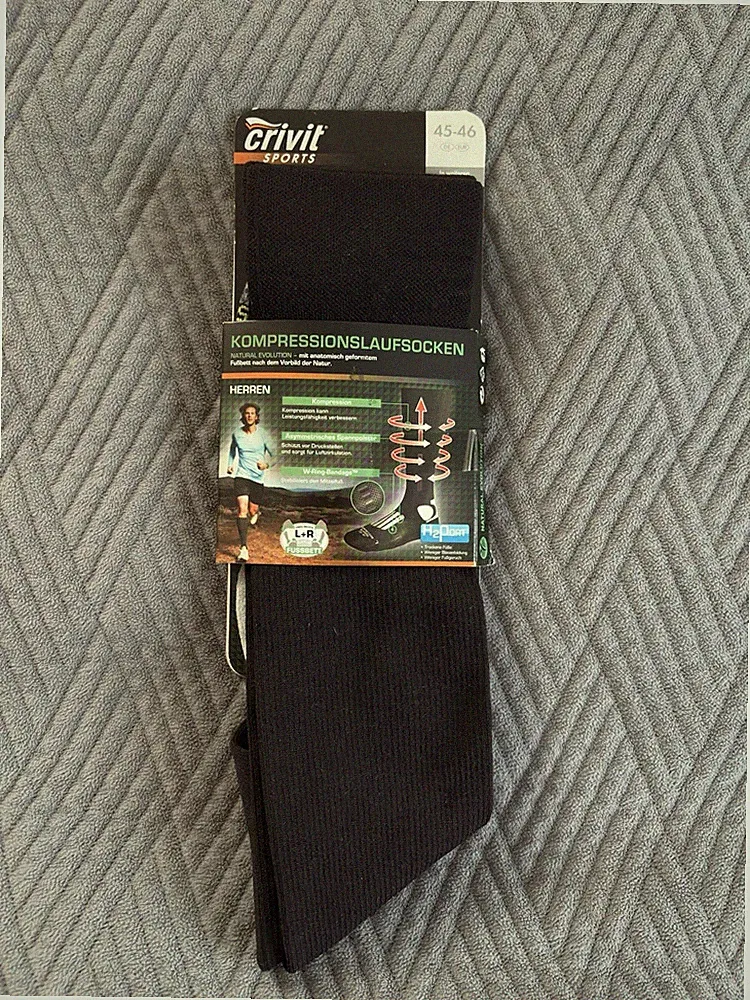 Schwarze Herren Kompressionssocken / Sport Lauf Socken 45-46