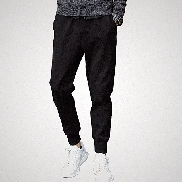 Schwarze Jogginghose für Herren gerader Schnitt Sweatpants Polyester E