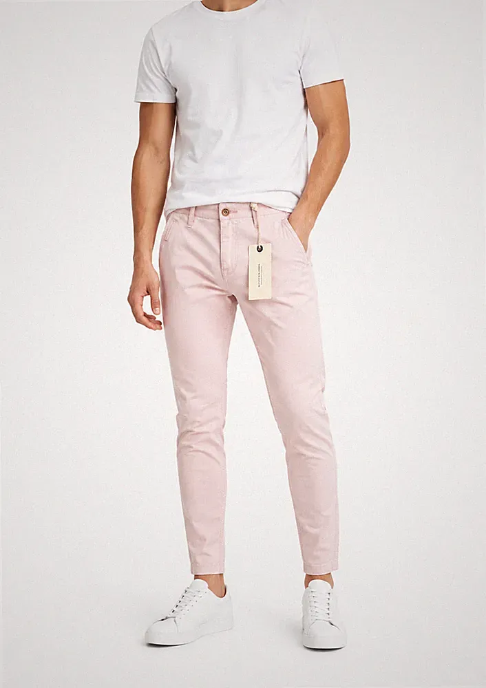 SCOTCH & SODA Herren Theon Slim Tapered Hose Pink W29/L30 Baumwolle