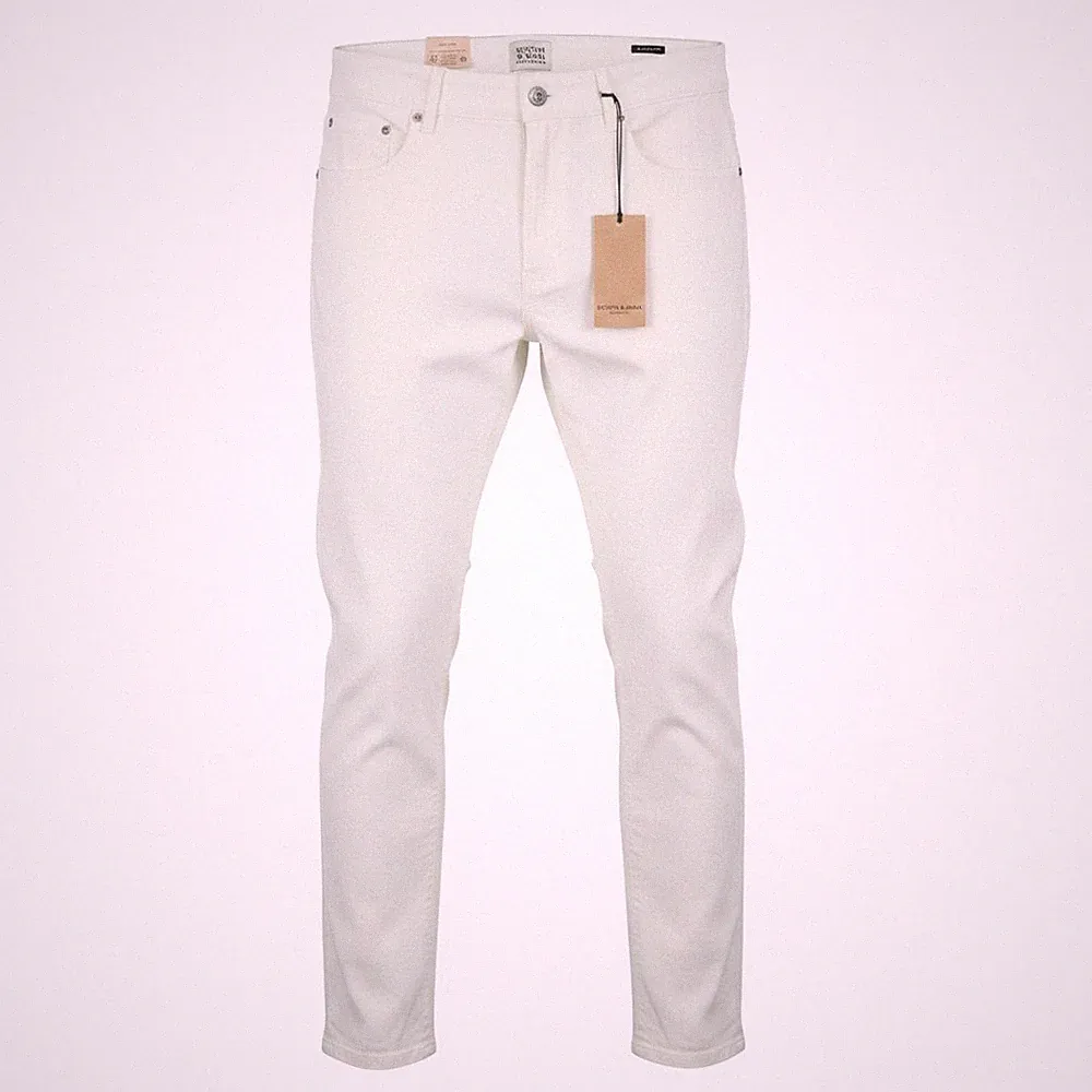 SCOTCH & SODA Ralston Herren Chino Hose W31/L32 Weiß Slim Stretch Zip