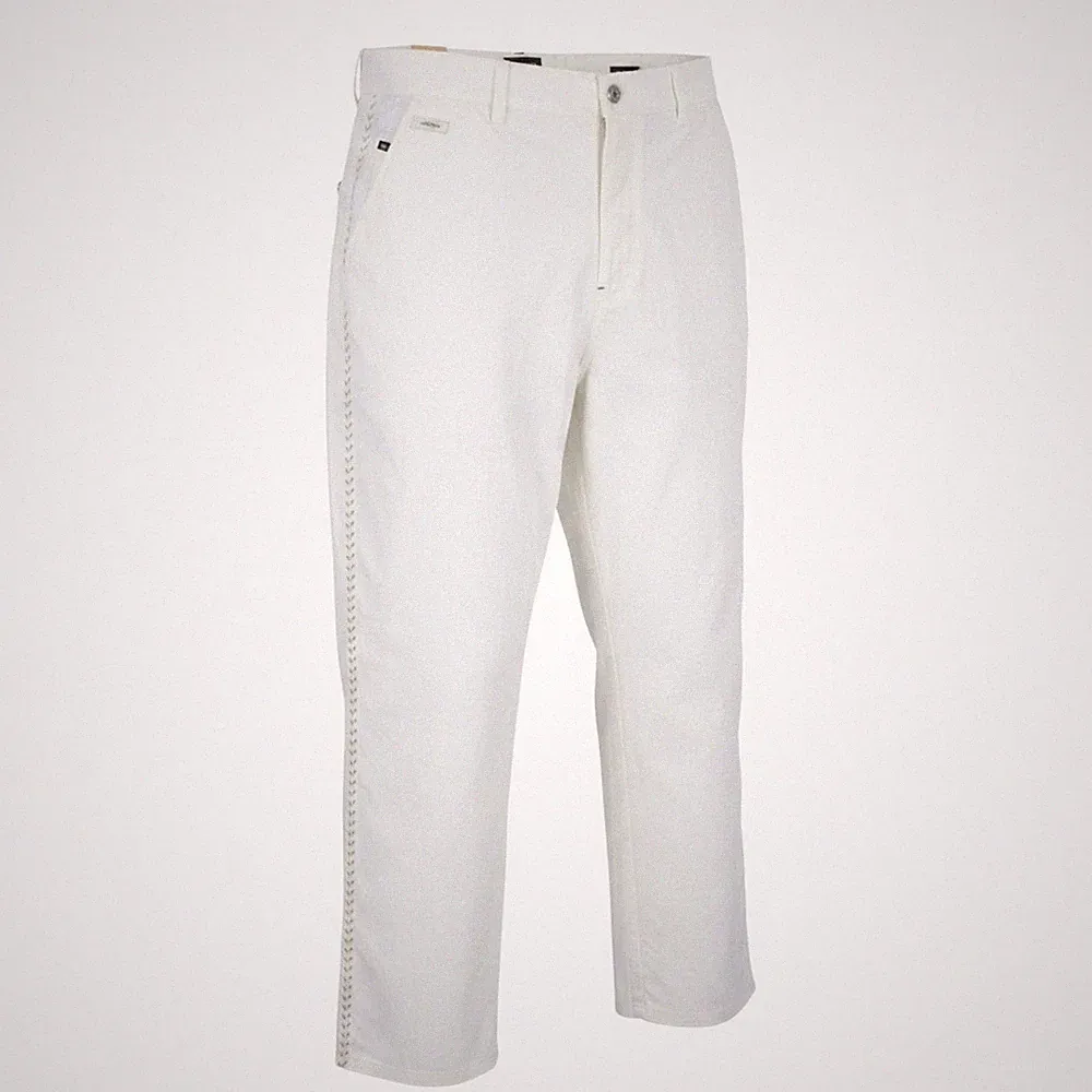 SCOTCH & SODA The Pitch Men’s Hosen W31/L32 Weiß Baumwolle Weites Bein Stickerei