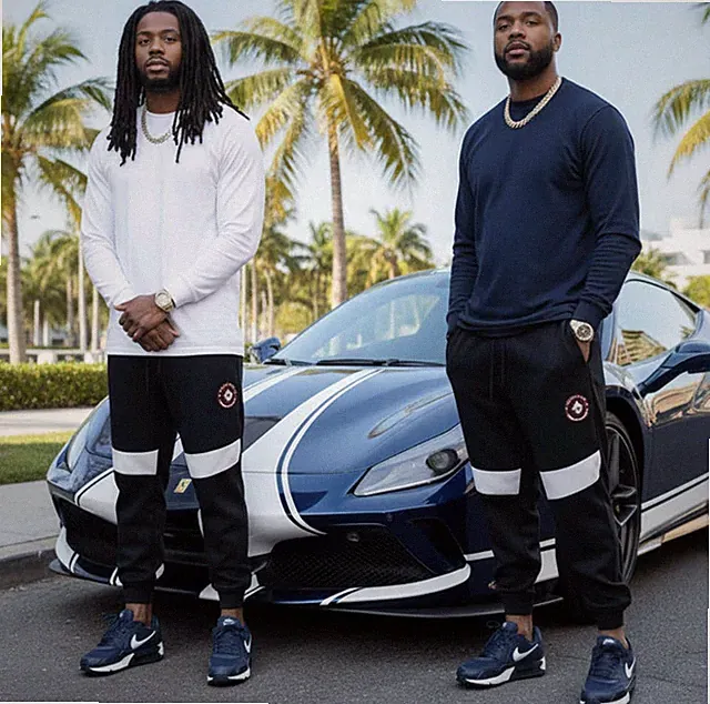 *SEAN JOHN* (NAVY-MULTI) •POLYESTER JOGGER SWEATPANTS• (XB SIZED)
