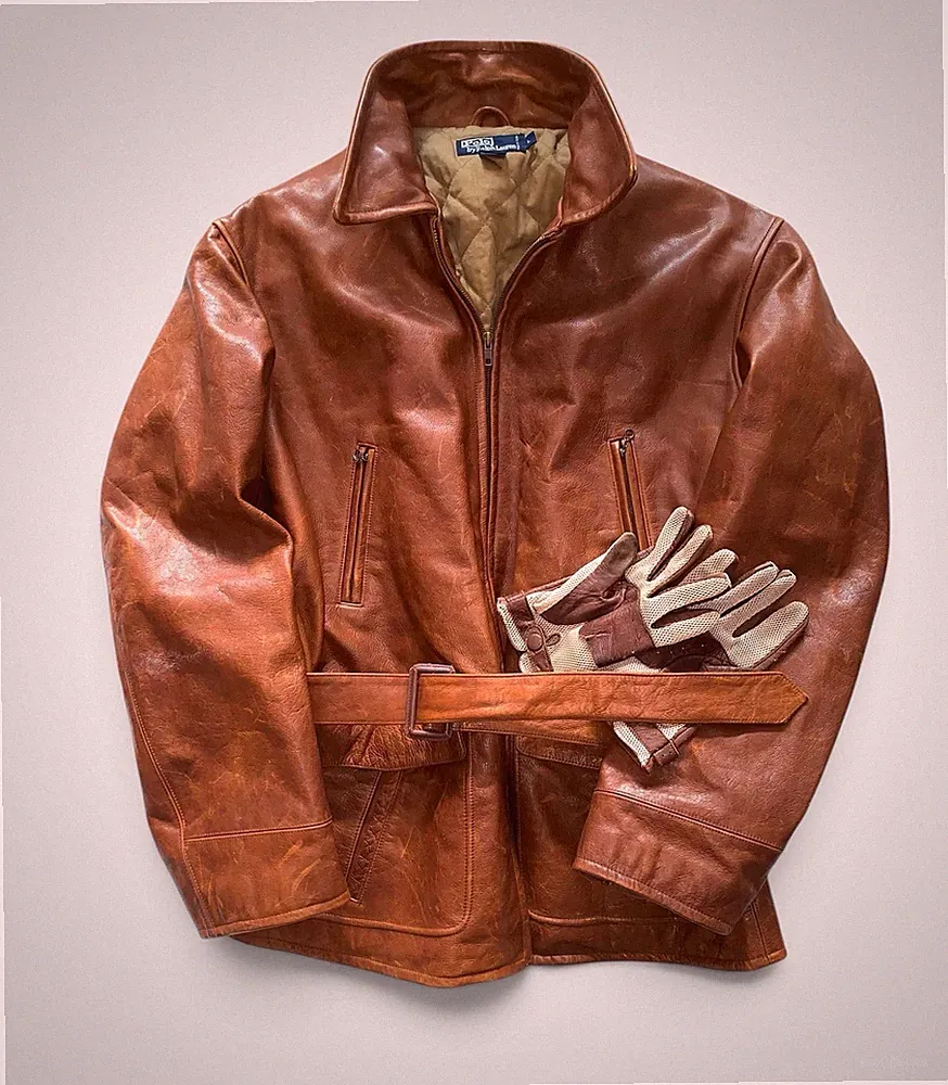 Seltener Ralph Lauren Hepcat Belted Coat / Gaucho Lederjacke