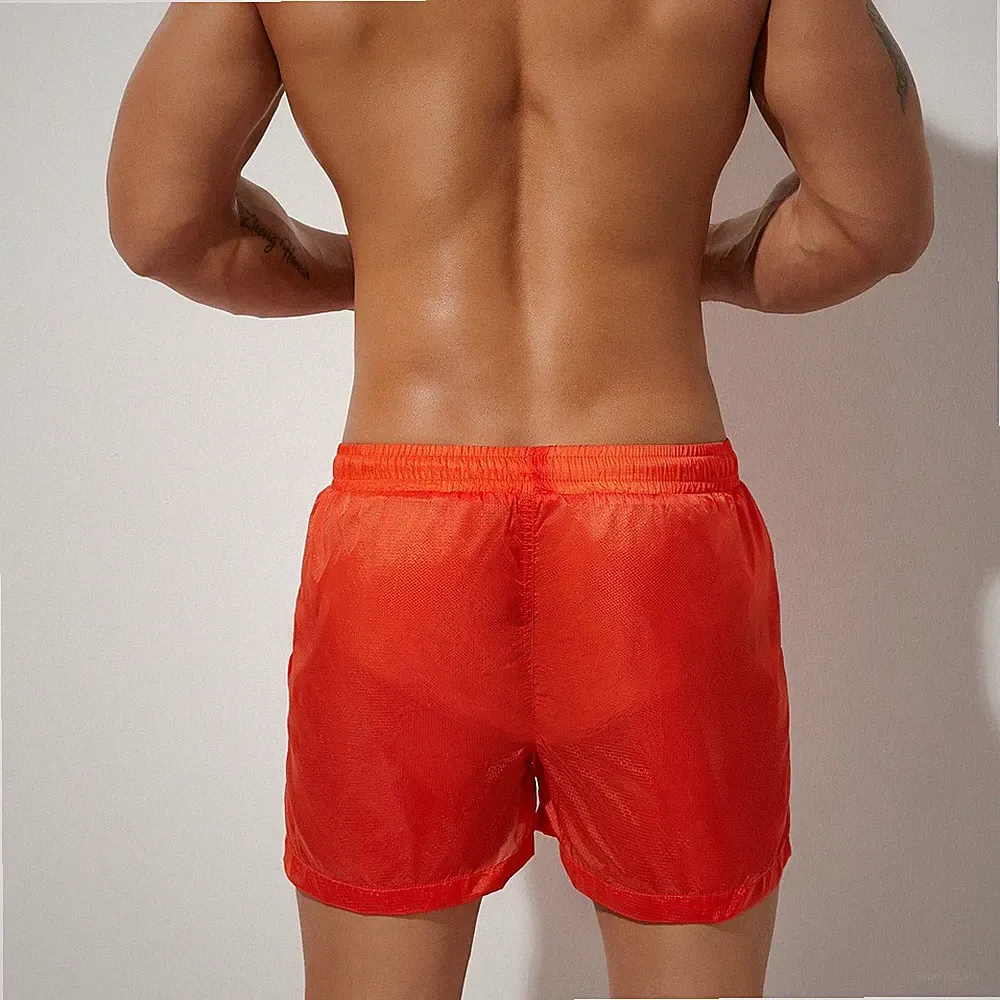 Sexy durchsichtige Netz-Sporthose für Herren transparent Fitnessstudio Jogging Strand Badeshorts