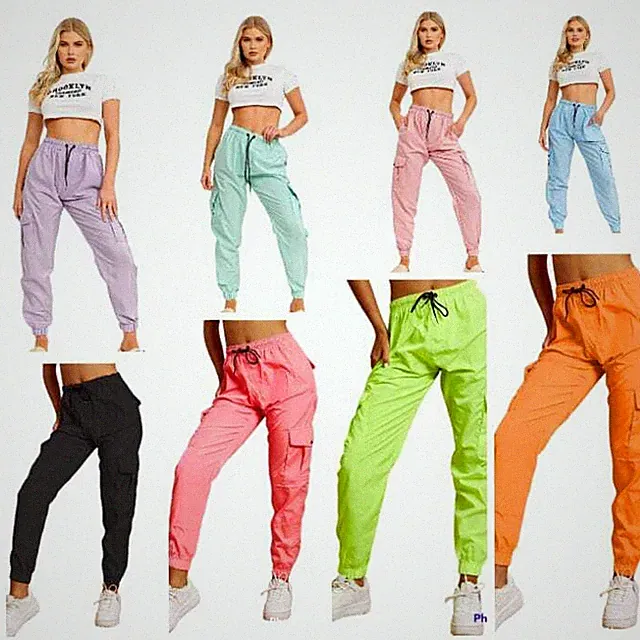 Shell Cargo-Jogginghose schmale Passform Neonfarben Sport Freizeithose für Damen UK