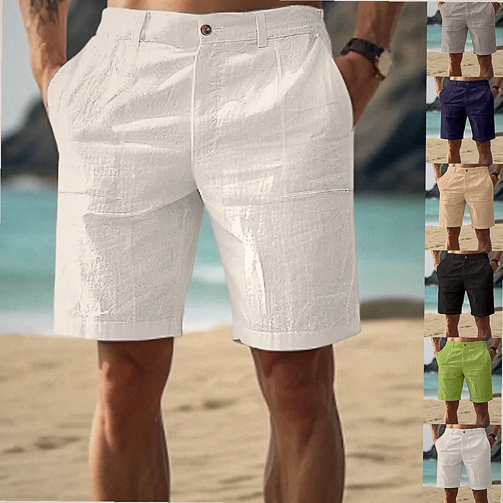 Shorts Bermudas Sport Kurze Kurzhose Jogging Leinen Unifarben Herren Strand MLXL