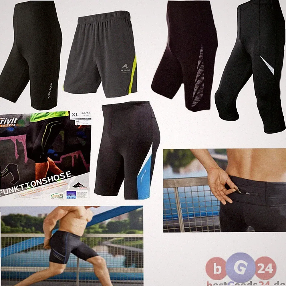 Shorts Herren Laufhose Capri Fitnesshose reflektierende Elemente