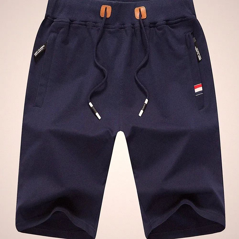 Shorts Herren Sport, Reißverschluss, Baumwolle, Sommer, Jogging