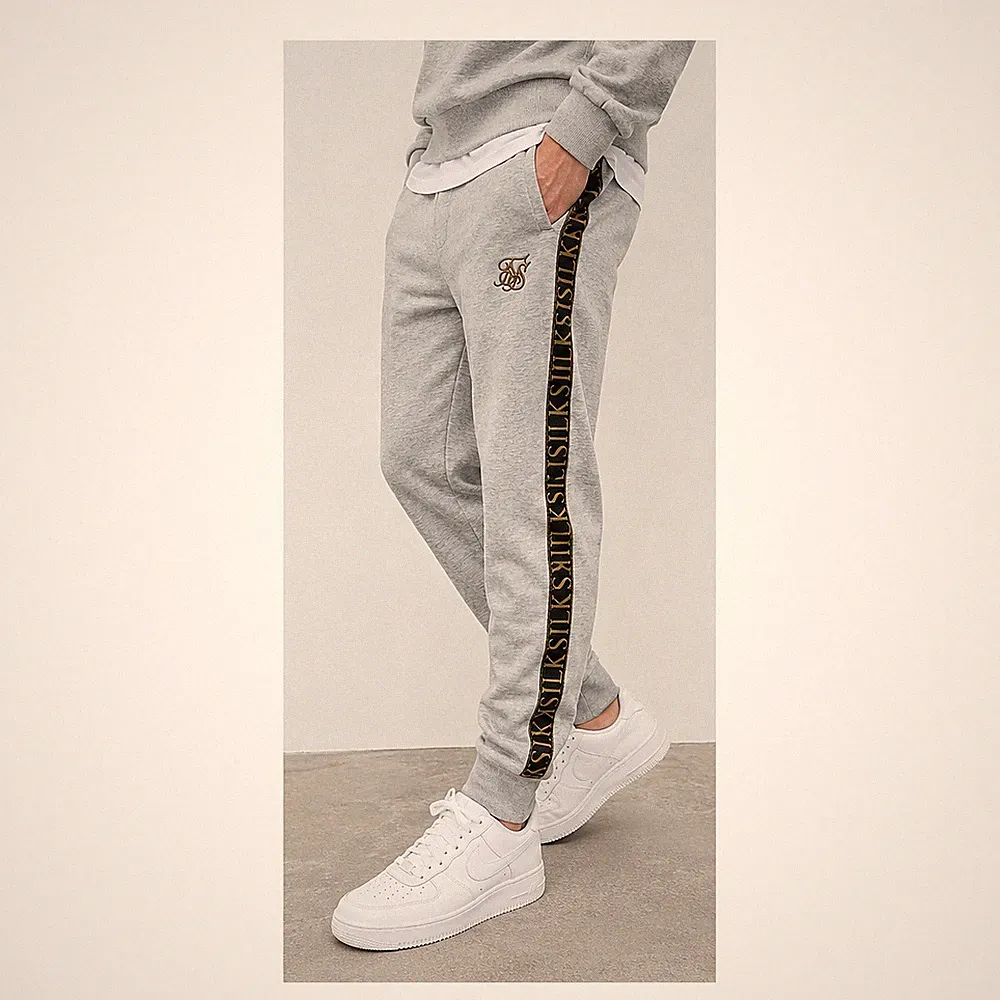 SikSilk Dynamic Fitted Track Pant Herren Jogginghose Grau Gold XL SS-23697