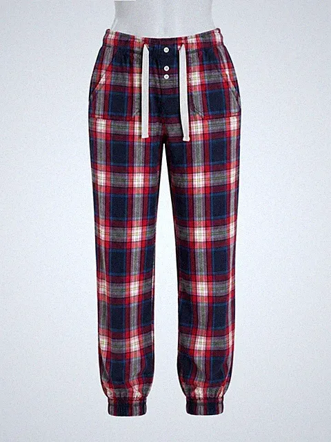 Size XS Campus Crew Women’s Plaid Jogger Lounge Pajama Pants Red Blue