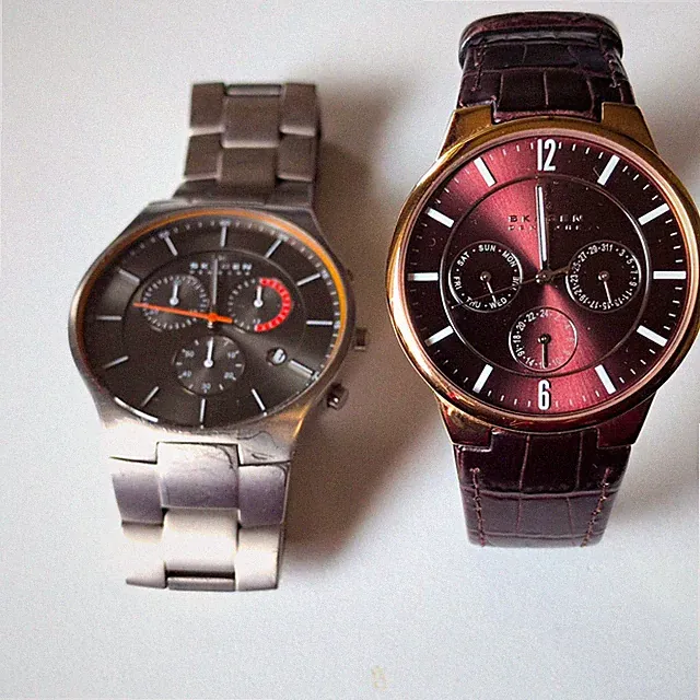 Skagen Herren Armbanduhr Quarz Chronograph Datum Edelstahl silber/schwarz
