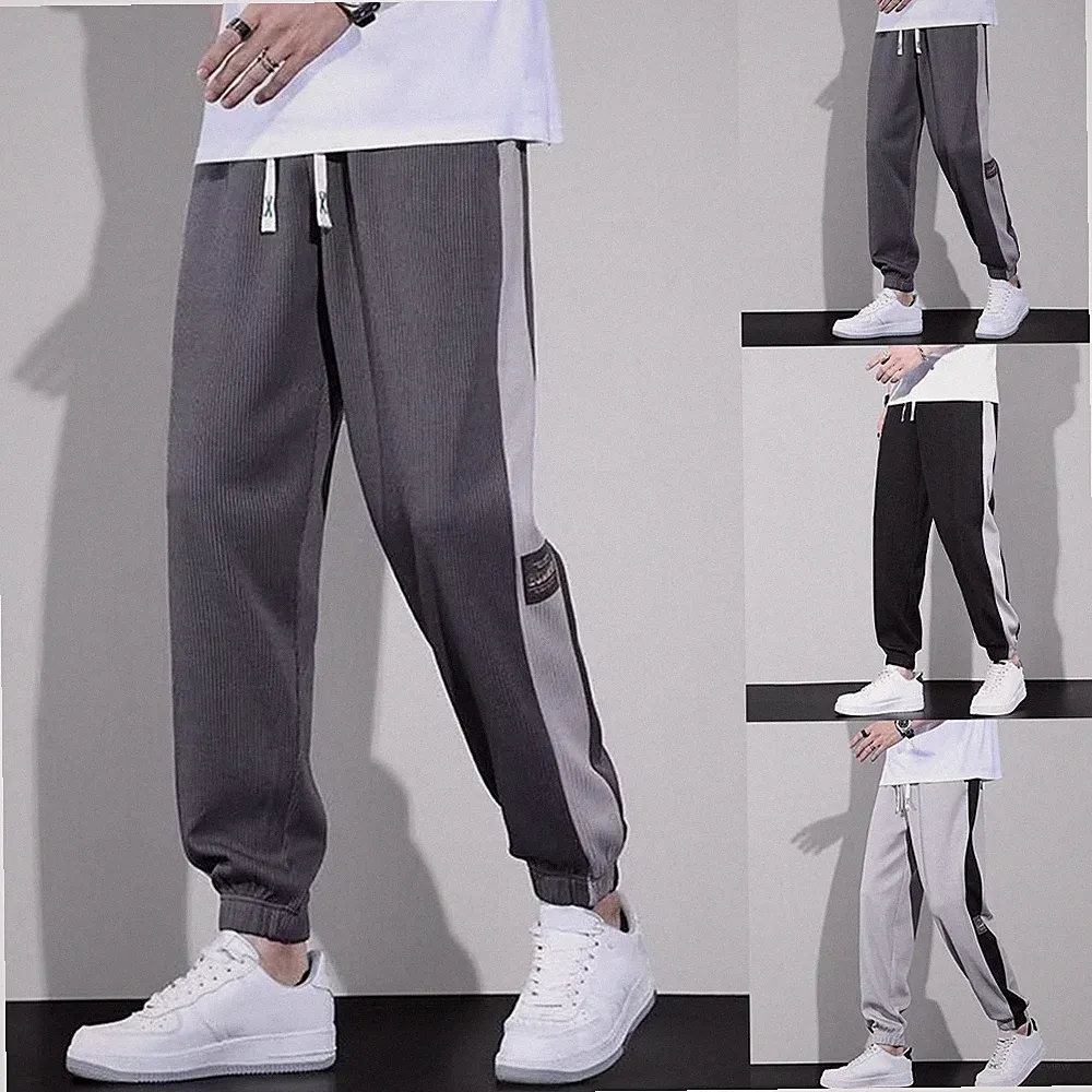 Slipper Herren Slim Fit Jogginghose Patchwork Bündchen Hose Übergröße M-5XL