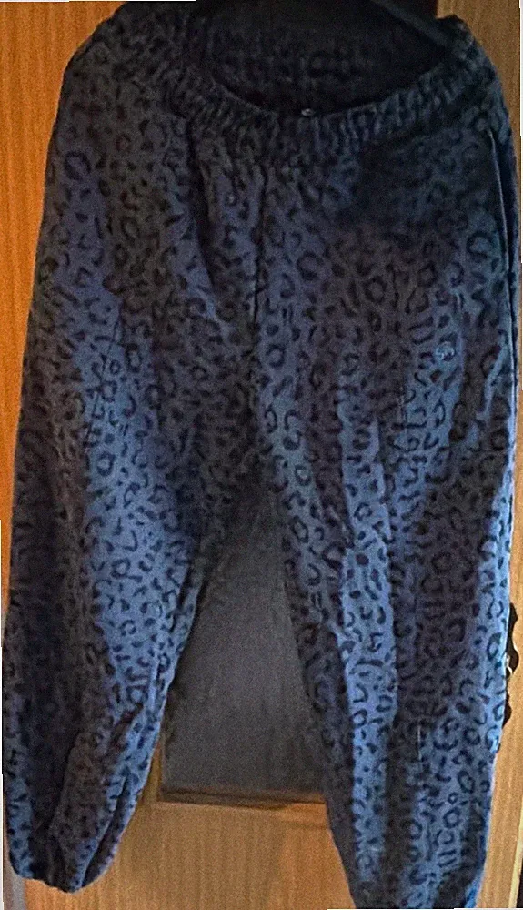 Smilodox Damen Jogginghose Gr. XL Blau Tiermuster Logo 26640-A5