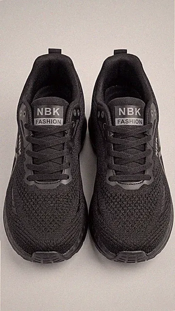 Sneaker NBK All Black Edition Schwarz Sportschuhe Mesh atmungsaktiv Dämpfung