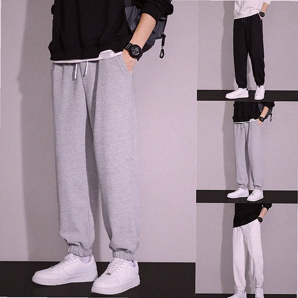 Solide karierte Herren Jogginghose lockere Passform Polyester gerades Bein volle