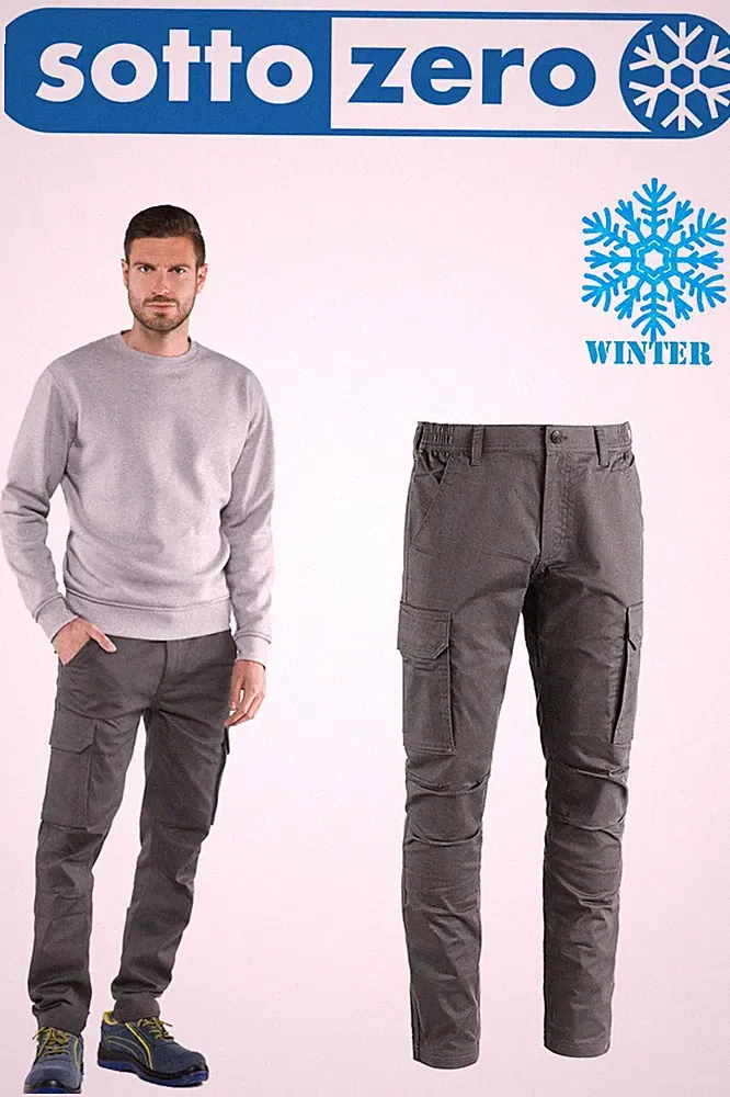 SOTTOZERO Winter Arbeitshose Baumwolle Stretch Cargo Multitaschen SC